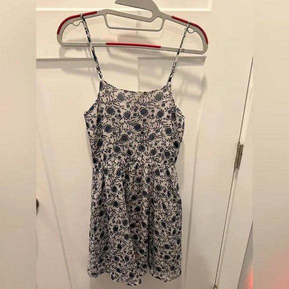 LOFT Petite XSP Navy Floral Sleeveless Dress Summer Spaghetti Strap Sundress - Picture 5 of 11